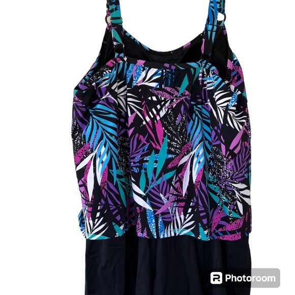 Tummy Control Sz 22 Swim For All 365 Romper Tank Overlay Swim Suit Adj Straps - Picture 2 of 13